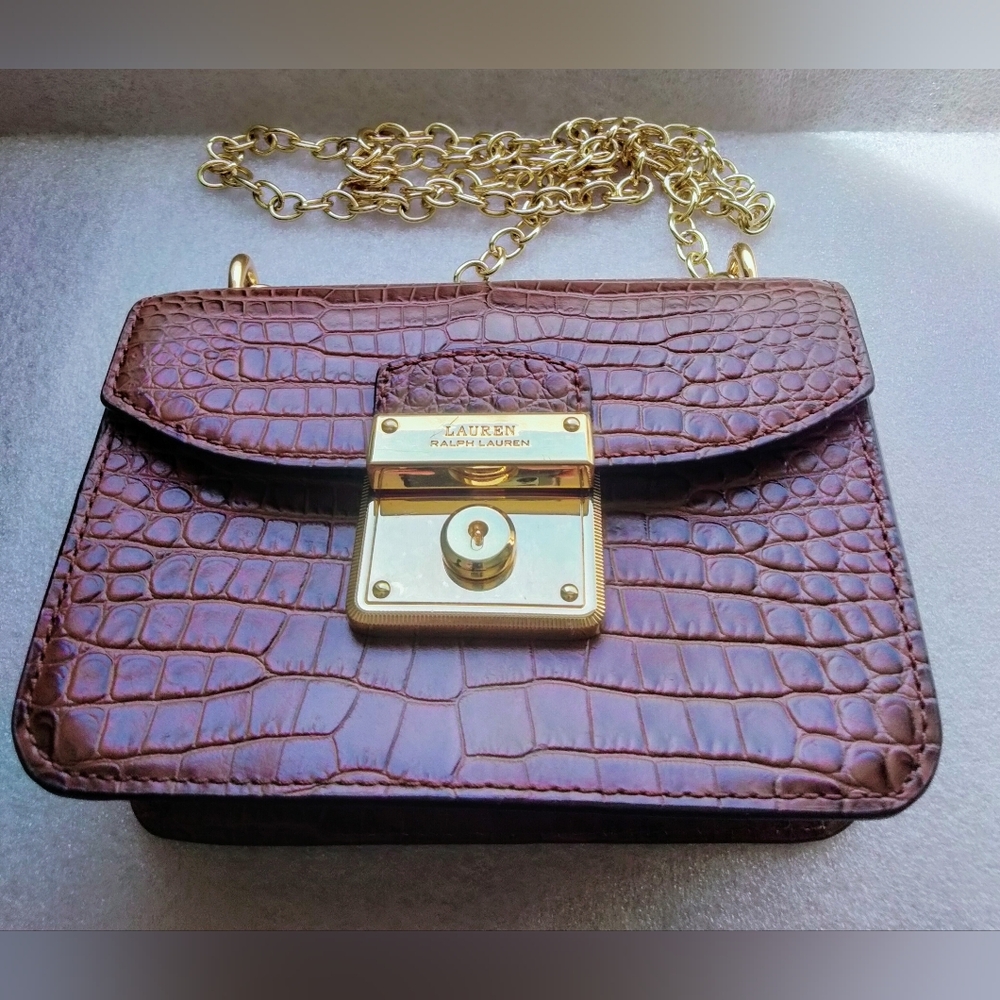 Lauren Ralph Lauren Brown Croc Crossbody